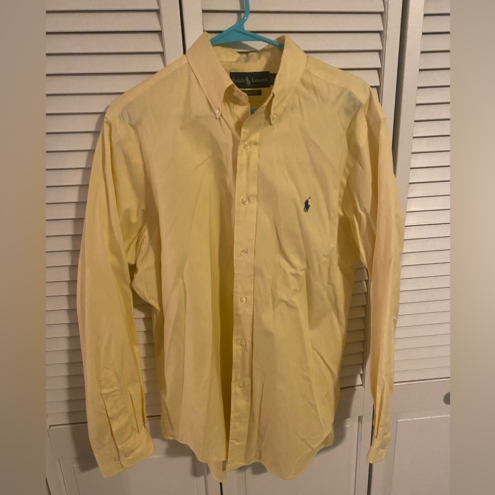 Men’s Yellow Polo Button Up Shirt